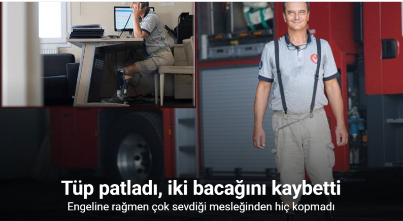 Engelli itfaiyeci çok sevdiği mesleğinden hiç kopmadı