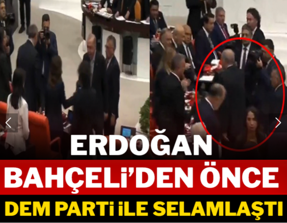 Erdoğan Bahçeli'den önce DEM partililerle el sıkıştı