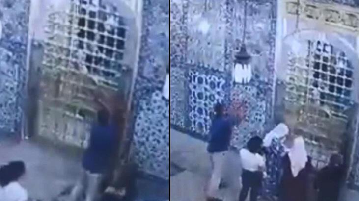 Eyüp Sultan Türbesi'ne saldırı! Görüntüler ortaya çıktı