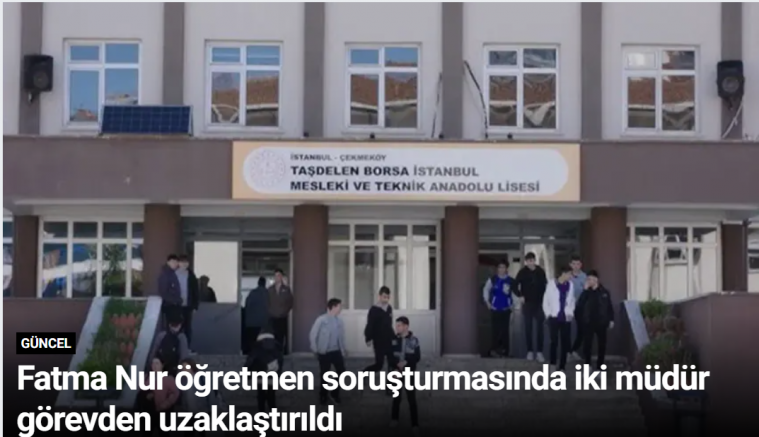 Fatma Nur öğretmen soruşturmasında iki müdür görevden uzaklaştırıldı