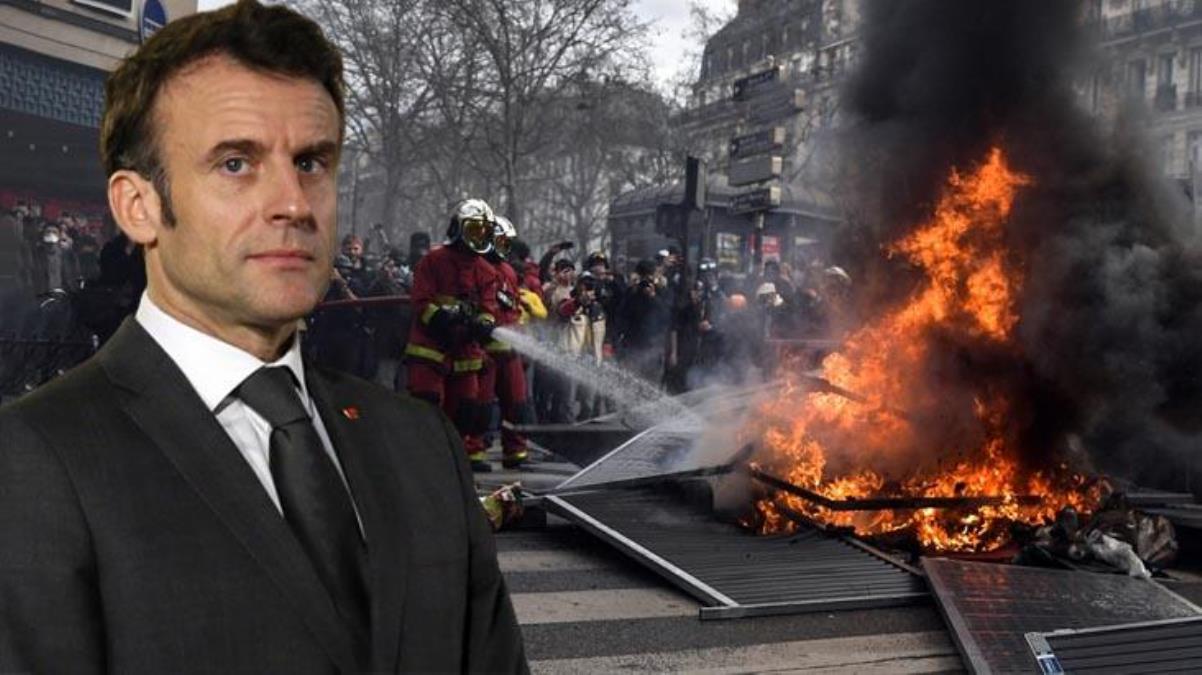 Fransa'yı yangın yerine çeviren eylemler sonrasında Macron'dan zeytin dalı! Sendikalarla görüşecek