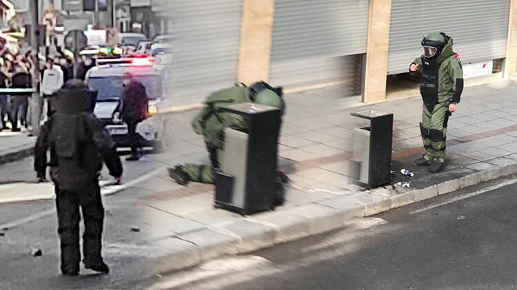 Fünye ile patlatılan poşetten çöp çıktı!