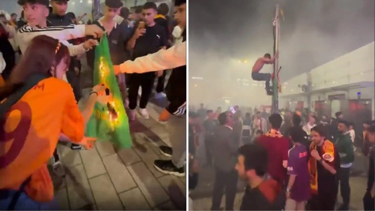 Galatasaray'ın şampiyonluk kutlamalarında HÜDA PAR bayrağı gerginliği