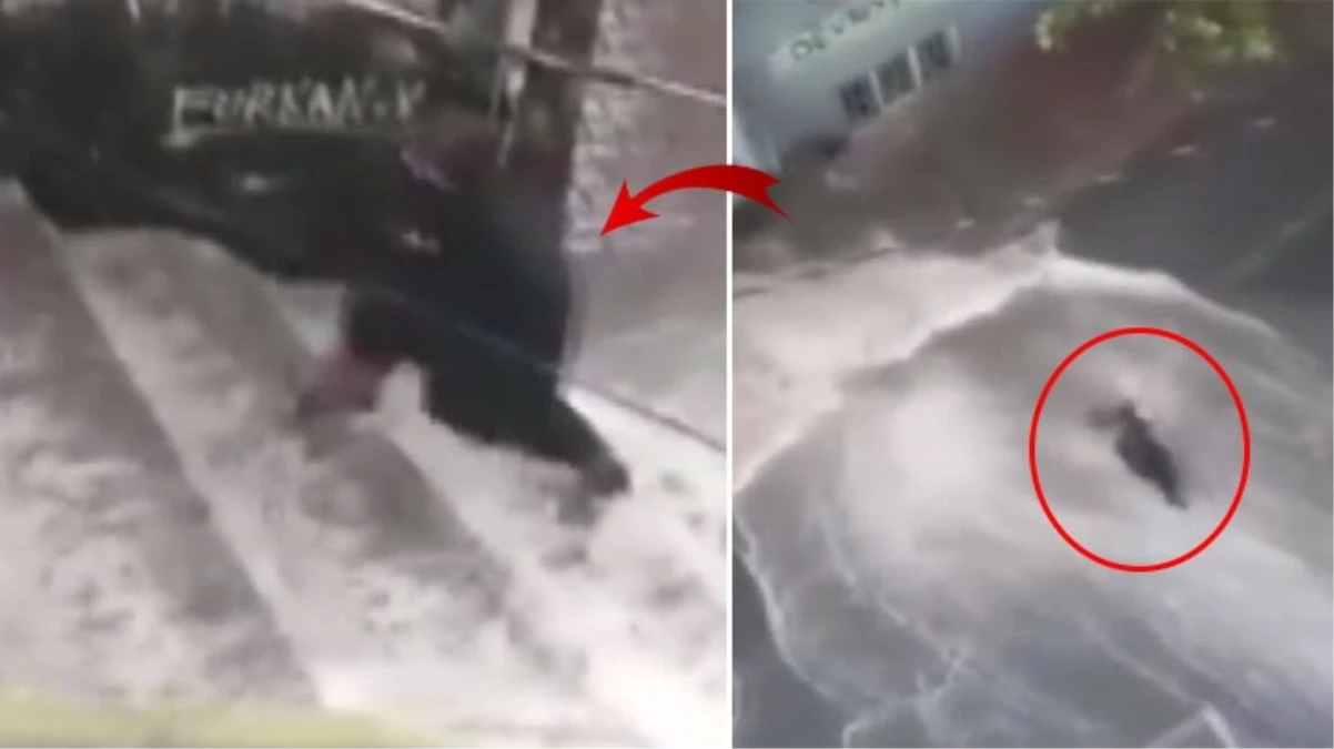 Gaziosmanpaşa'da yolun karşısına geçmeye çalışan kadın sele kapıldı