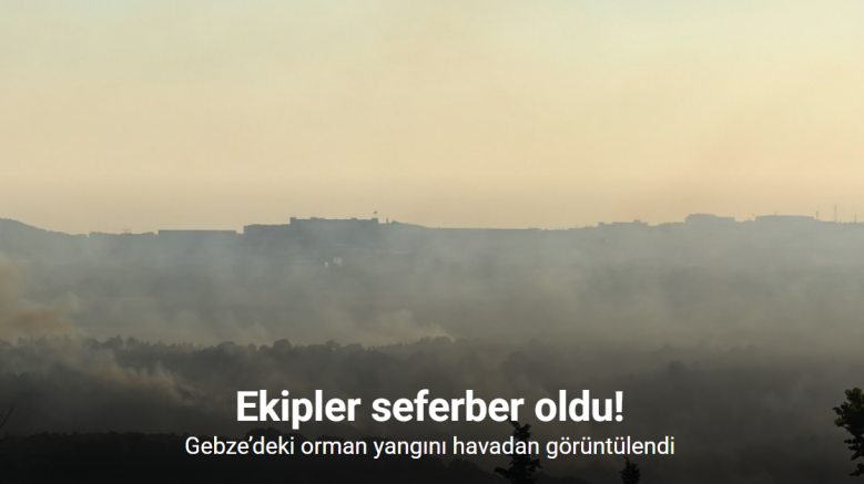 Gebze’deki orman yangını havadan görüntülendi