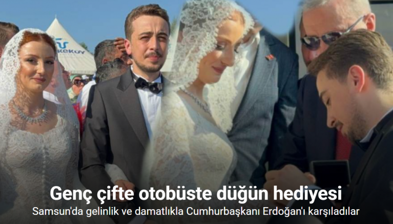Gelin-damat düğün salonu yerine Tayyip Erdoğan’ı karşılamaya gittiler
