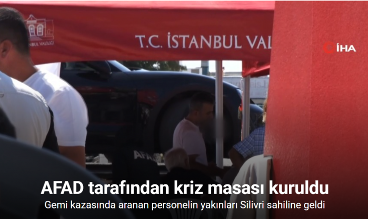 Gemi kazasında aranan personelin yakınları Silivri sahiline geldi