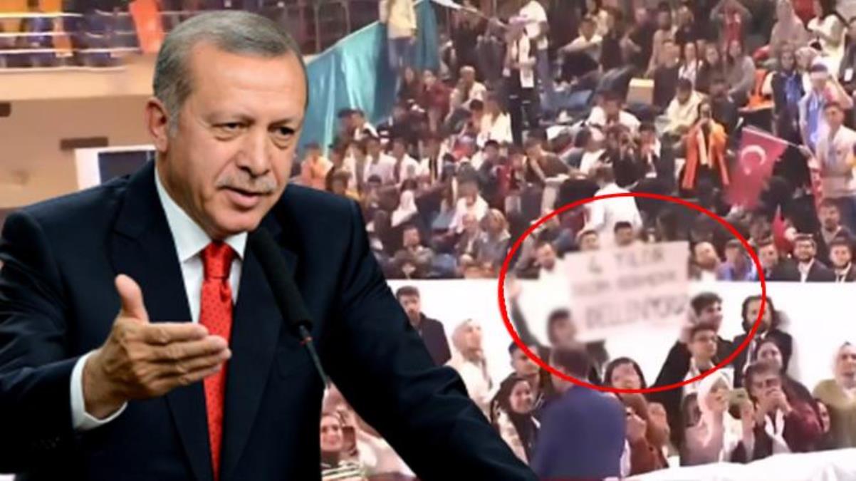 Gençlere hitap eden Cumhurbaşkanı Erdoğan'ın gördüğü pankarta kayıtsız kalamadı: 8 ay sonra birilerini deli edeceksiniz