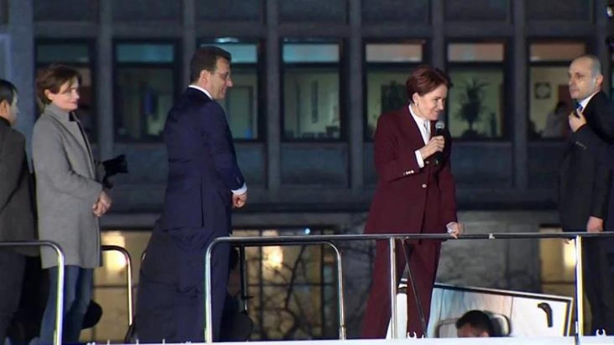 Hapis cezası alan İmamoğlu, Akşener'i de yanına alıp Saraçhane'de kalabalığa seslendi