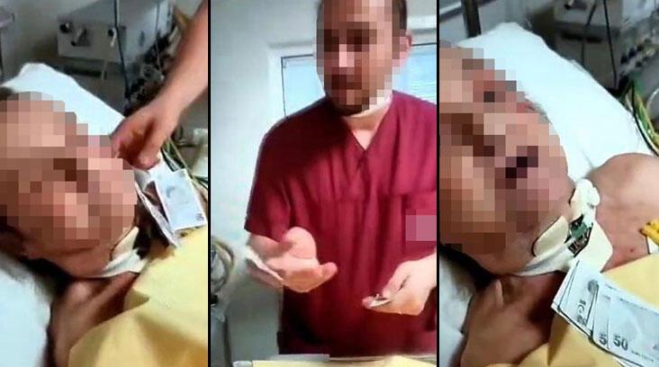 Hastanede skandal! Yaşlı kadının yüzüne para saçtılar! Bakan Koca'dan açıklama geldi