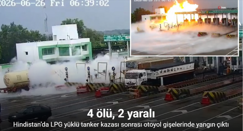 Hindistan’da LPG yüklü tanker kazası sonrası otoyol gişelerinde yangın: 4 ölü, 2 yaralı