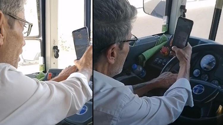 İETT şoföründen akıl almaz hareket direksiyon başında görüntülü konuştu