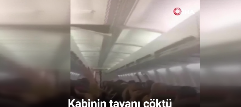 İran’da yolcu uçağında korku dolu anlar: Kabinin tavanı çöktü