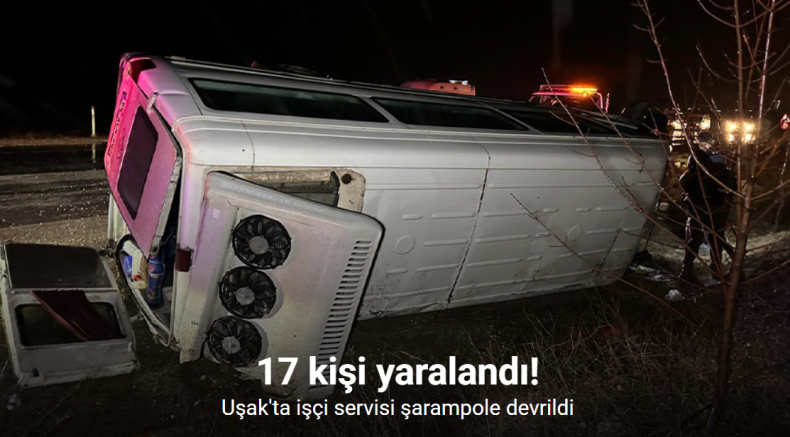 İşçi servisi şarampole devrildi: 17 yaralı