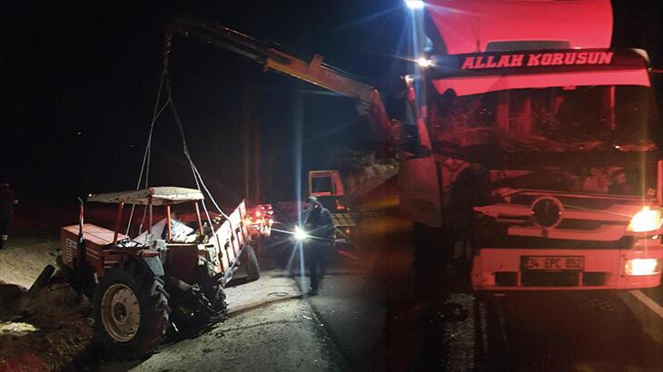 İşçileri taşıyan traktör ile kamyon çarpıştı: 1 ölü, 6 yaralı