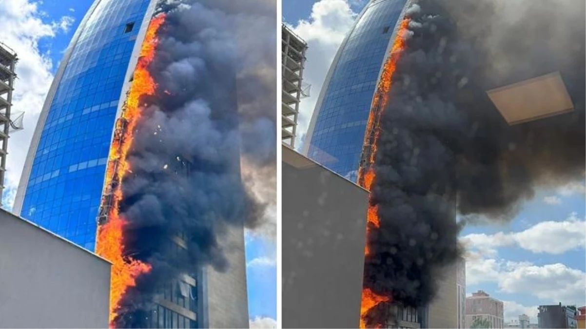 İstanbul'da 17 katlı iş merkezinde yangın! Alevler bir anda binanın dışını sardı