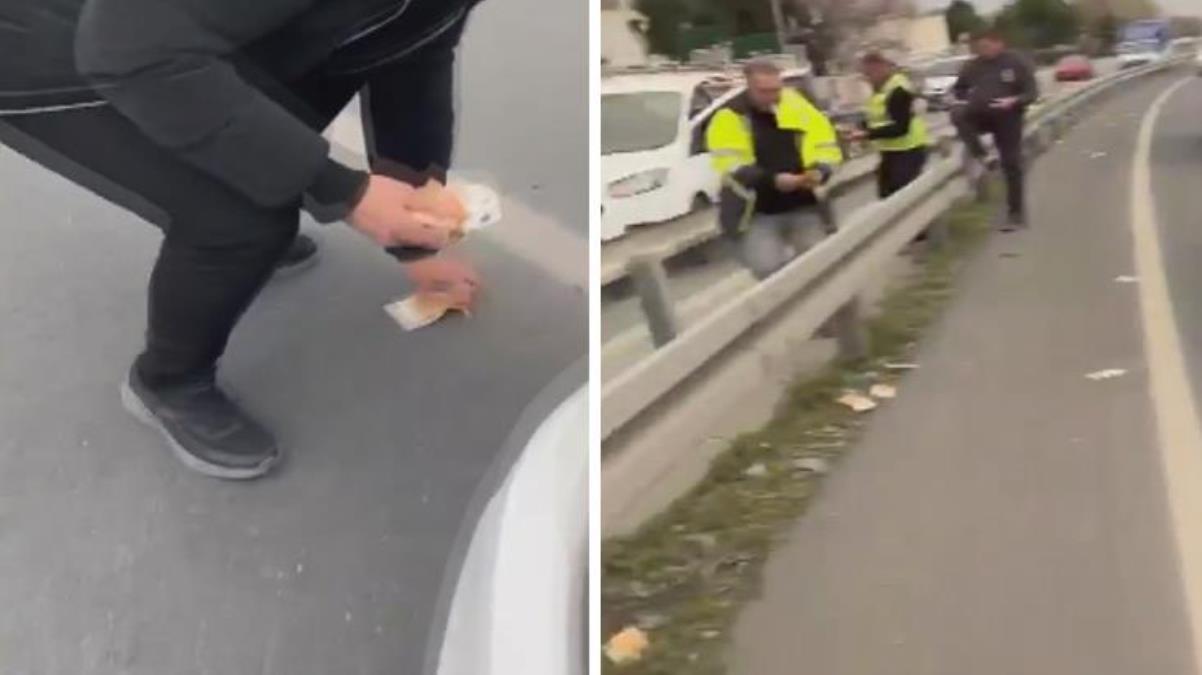 İstanbul'da bir garip olay! 3 milyon lira yola savruldu, vatandaş yerden deste deste para topladı