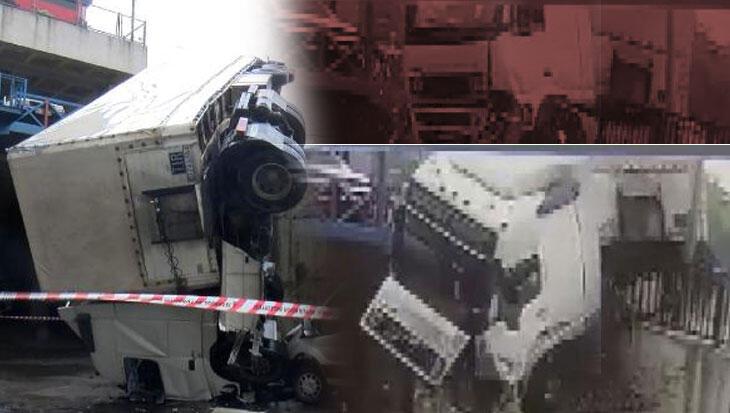 İstanbul'da TIR işyerinin bahçesine uçtu