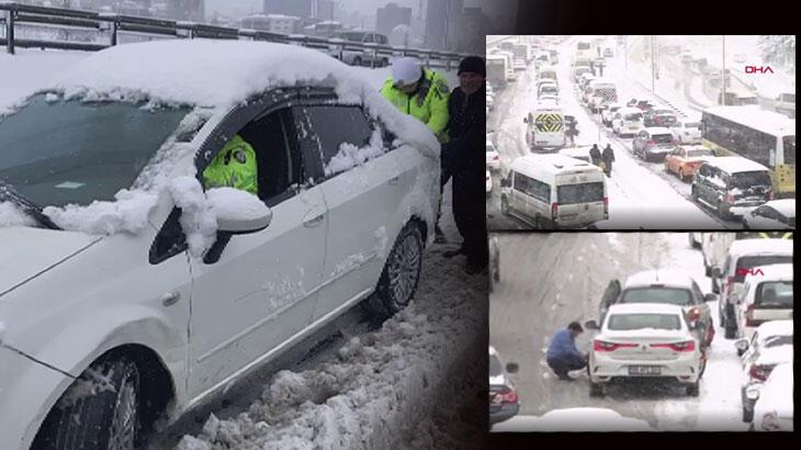 İstanbul'u kar fırtınası vurdu! Trafik kilitlendi