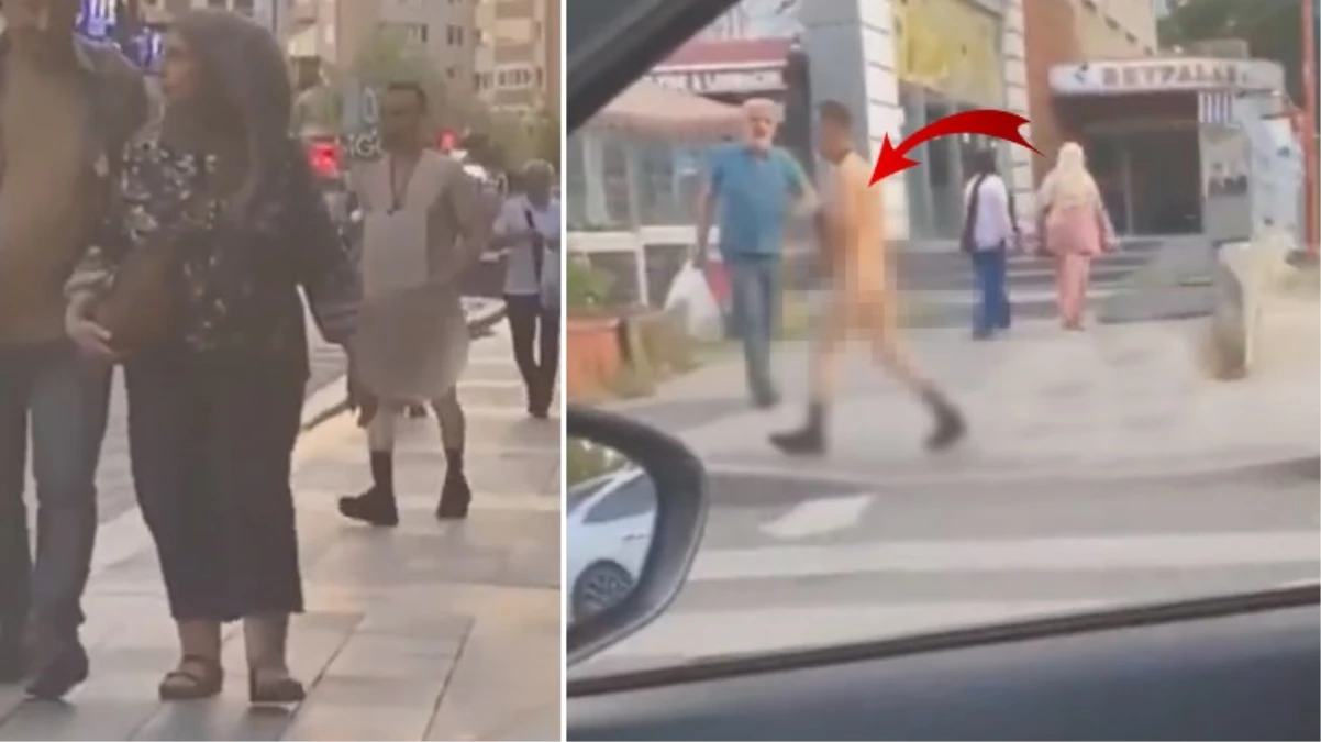 İstanbul'un göbeğinde bir adam, vatandaşların arasında çıplak halde yürüdü