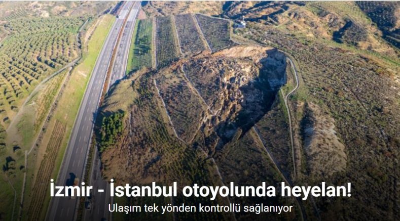 İzmir - İstanbul otoyolunda korkutan heyelan