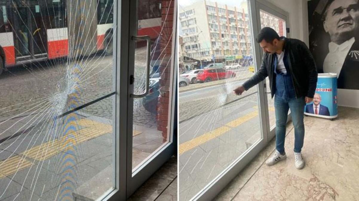 İzmir'de CHP seçim bürosuna taşlı saldırı! Gözaltına alınan şüphelinin madde bağımlısı olduğu iddia edildi