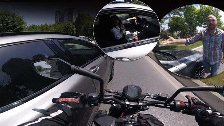 Kadın sürücüyle tartışınca tepki gören motosikletli şikayetçi oldu