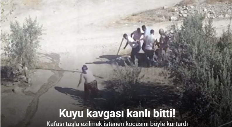 Kafası taşla ezilmek istenen baygın kocasını saldırganlara taş atarak kurtardı