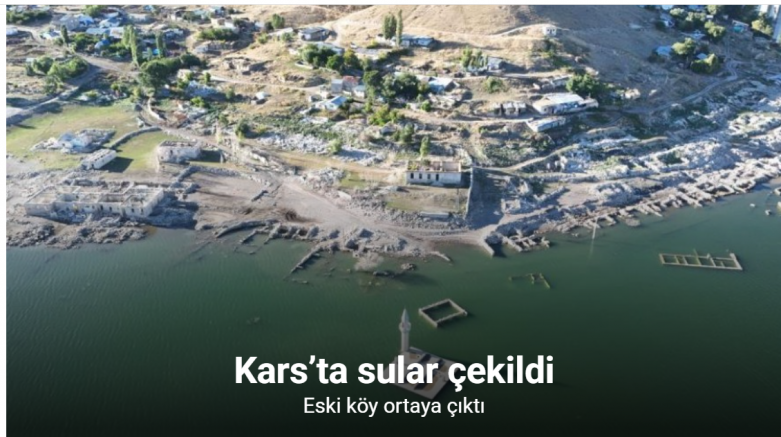 Kars’ta sular çekildi, eski köy ortaya çıktı