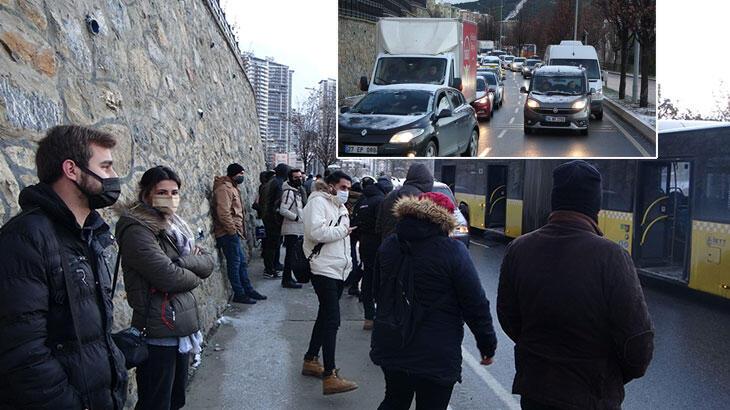 Kartal’da İETT otobüsü yolda kaldı, trafik felç oldu