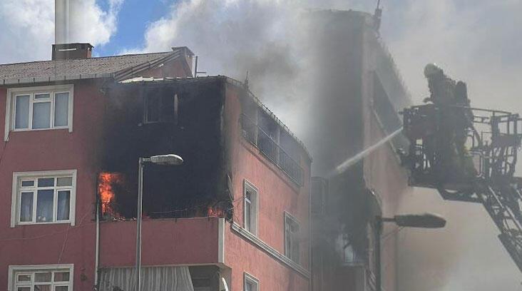 Kartal’da yangın çıkan dairede kombi patladı