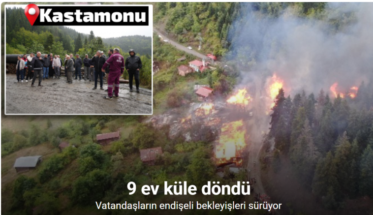Kastamonu’daki köy yangında 9 ev küle döndü