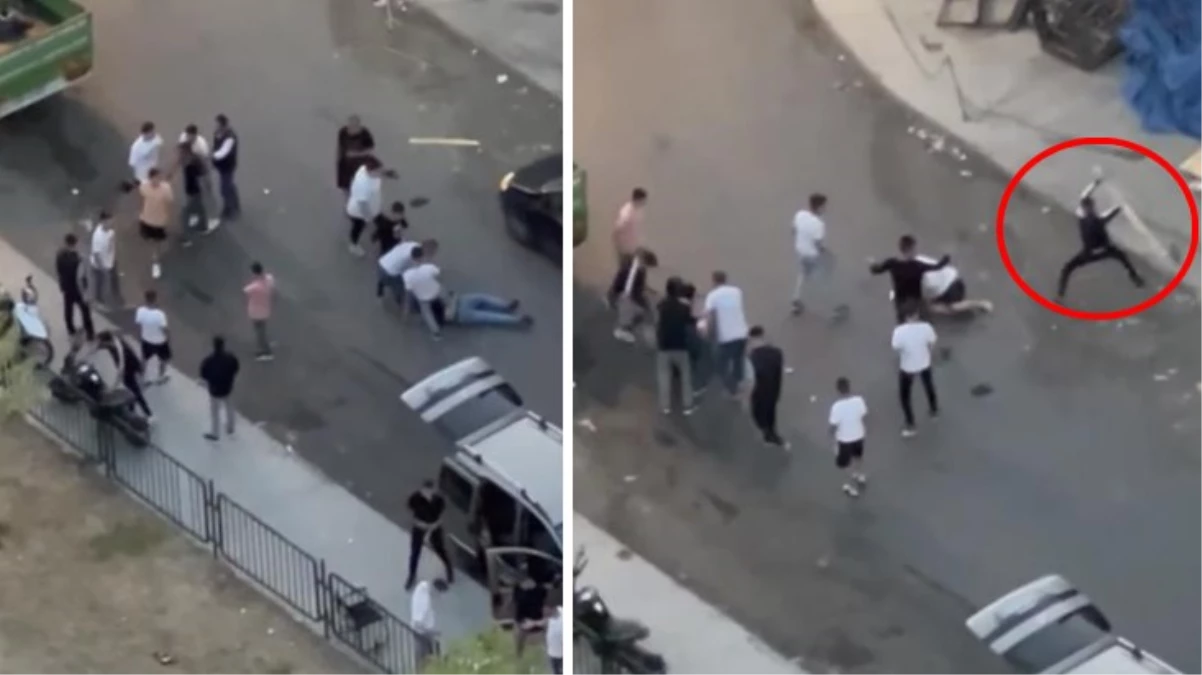 Kavga anında kan donduran görüntü! Başına vurup bayılttıkları adamı yerde böyle tekmelediler