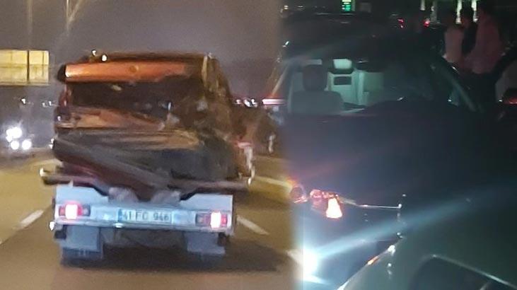 Kaza nedeniyle kapanan yolda... İnanılmaz görüntüler