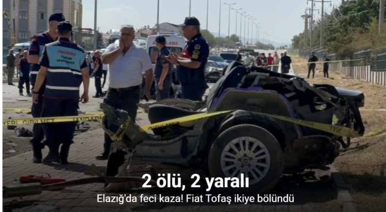 Kazada Fiat otomobil ikiye bölündü: 2 ölü, 2 yaralı