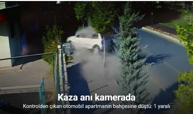Kontrolden çıkan otomobil apartmanın bahçesine düştü: 1 yaralı