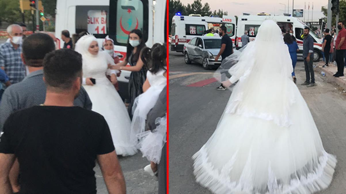 Konvoydaki araç kaza yaptı! Teyzesinin yaralandığını duyan gelin, düğünü bırakıp ambulansa koştu
