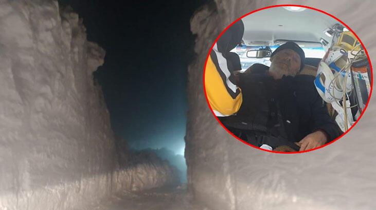 Köy muhtarı, çığ düşen yol 11 saatte açılıp hastaneye ulaştırıldı