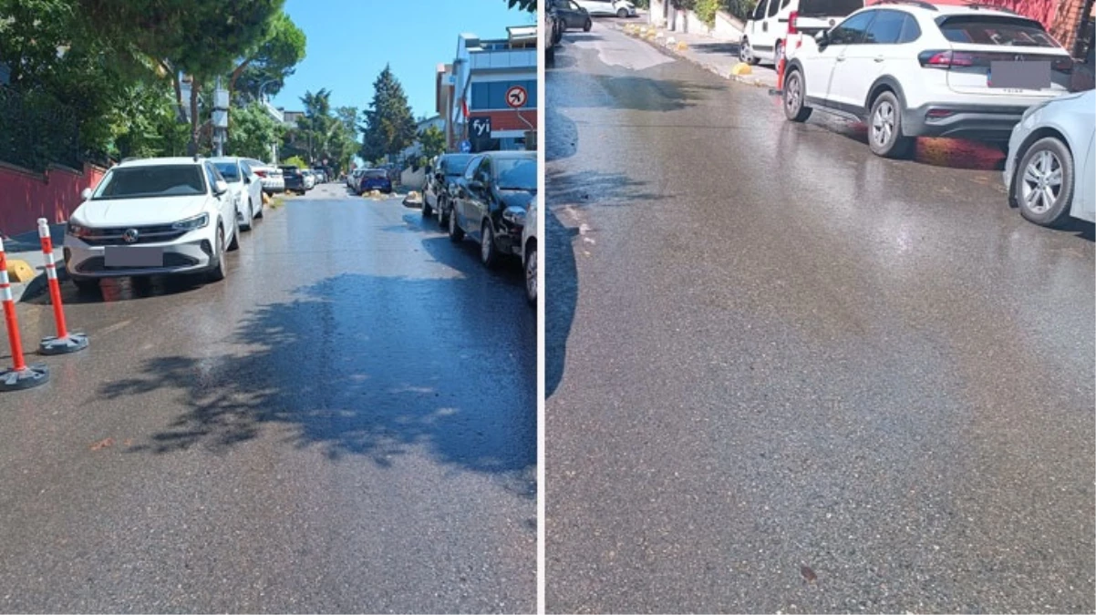Kuraklık kapıda, yetkililer nerede? Saatlerdir asfalttan sızan su koca sokağı adeta göle çevirdi
