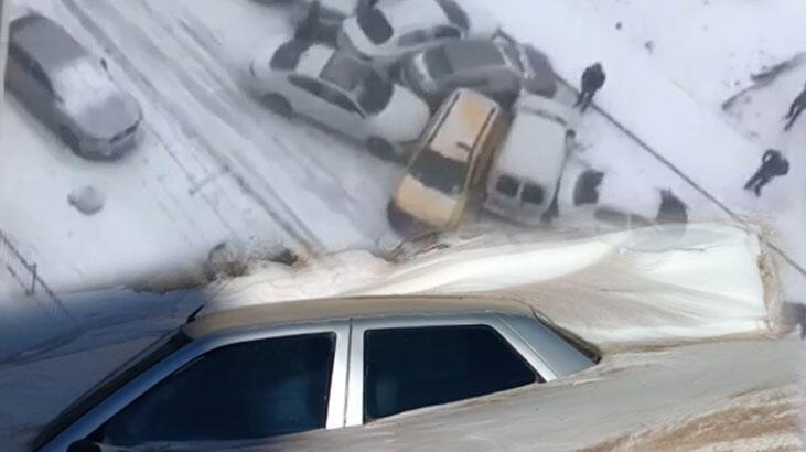 Malatya kabusu yaşıyor! Buzlanan yolda 10 araç birbirine girdi