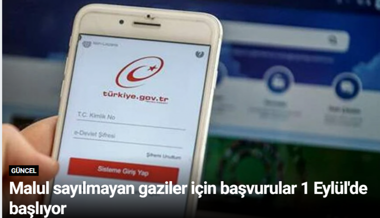 Malul sayılmayan gaziler için başvurular 1 Eylül'de başlıyor