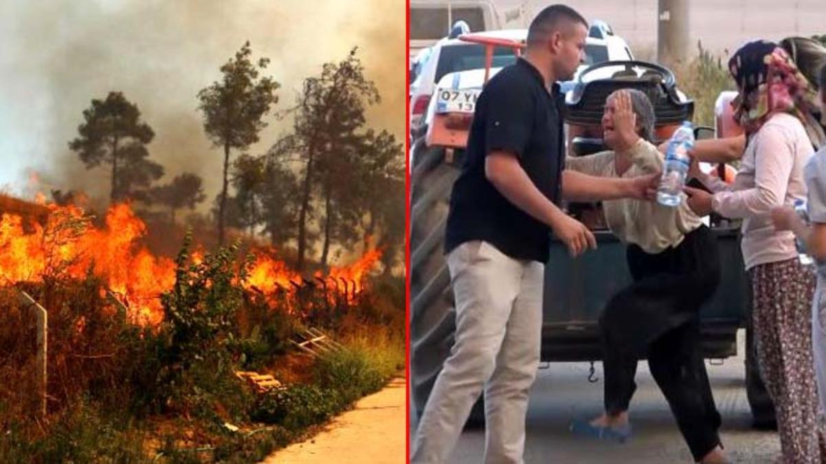 Manavgat'taki yangında sera ve ağaçları yanan kadınlar gözyaşlarına boğuldu