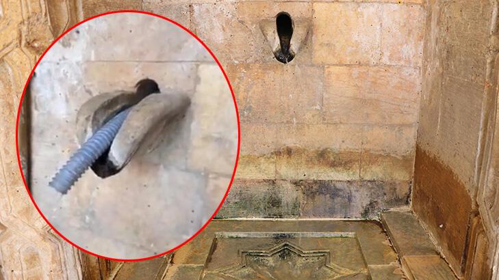 Mardin'de gelen tepkiler üzerine tarihi çeşmeye takılan borular kaldırıldı