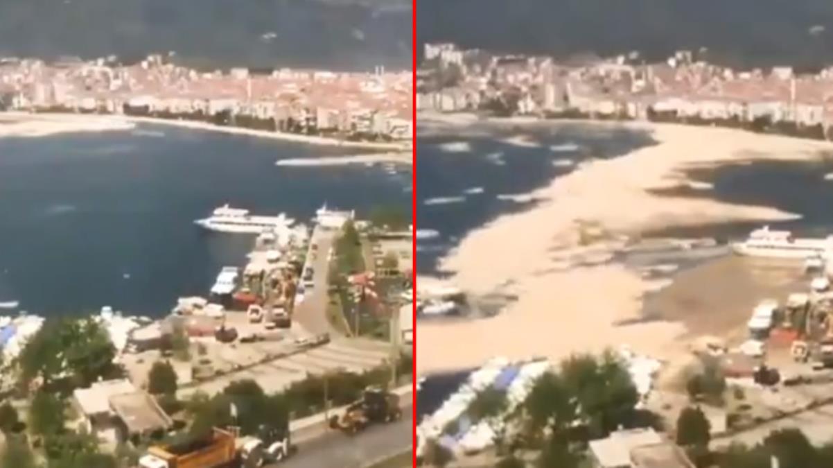 Marmara'da deniz salyasının kıyıları kaplama anı 30 saniyelik hızlandırılmış bir videoya yansıdı