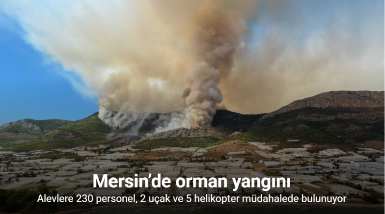 Mersin’de orman yangınına 230 personel, 2 uçak ve 5 helikopterle müdahale