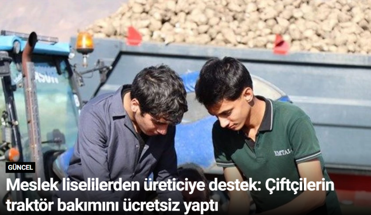 Meslek liselilerden üreticiye destek: Çiftçilerin traktör bakımını ücretsiz yaptı