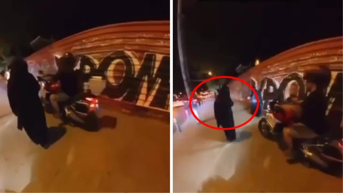 Motosikleti çarşaflı kadınların üzerine sürdüler, o anları sosyal medyadan paylaştıkları not daha rezil