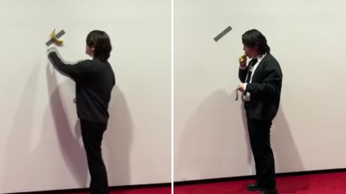 Müzede sanat eseri olarak sergilenen muzu yedi! Bir sonraki hareketi daha bomba