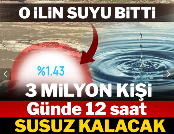 O ilin suyu bitti: 3 milyon kişi günde 12 saat susuz kalacak!