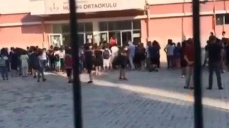 Okul bahçesinde kaydedilen görüntü ortalığı ayağa kaldırdı